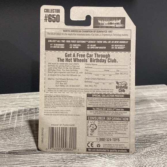 Hot Wheels | 1998 First Editions #23 of 40 Cars: Solar Eagle III - 1:64 Scale - Picture 2 of 9